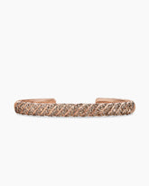 Sculpted Cable Cuff Bracelet in 18K Rose Gold with Cognac Diamonds, 7mm